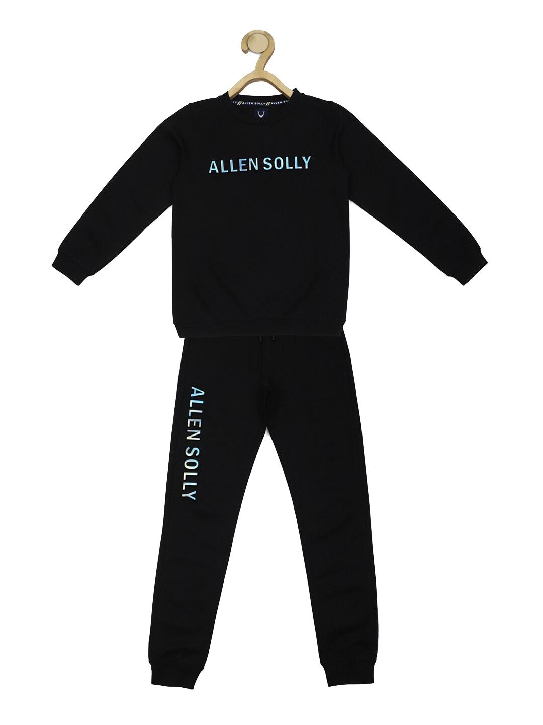 allen solly junior boys printed round neck long sleeve sweatshirt with joggers