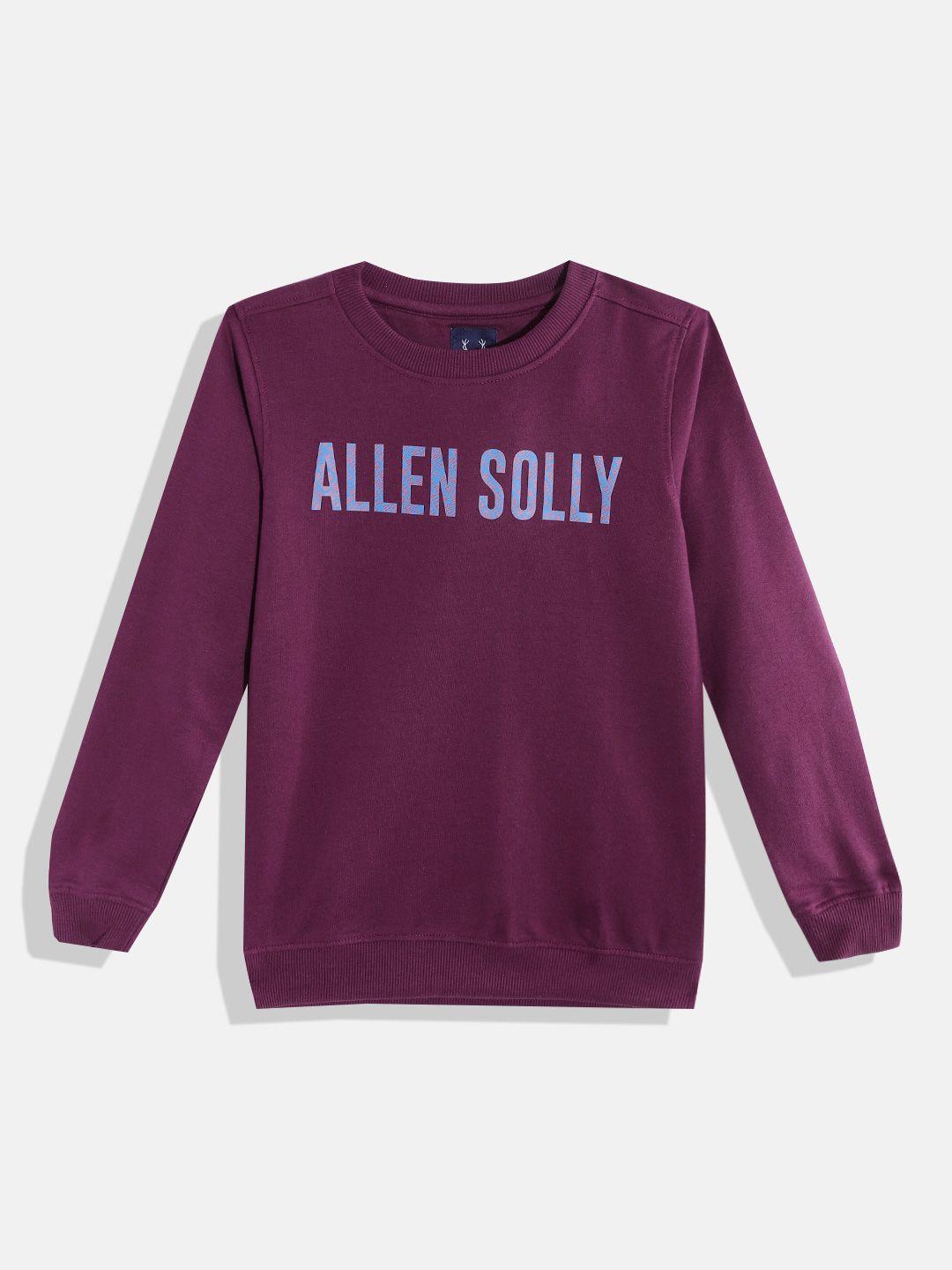 allen solly junior boys purple & blue brand logo print sweatshirt