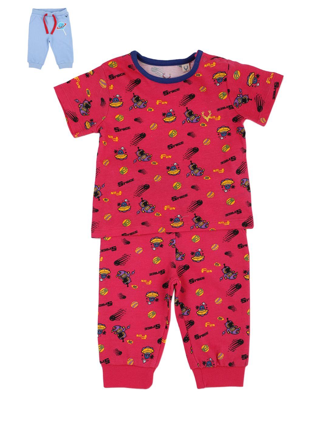 allen-solly-junior-boys-red-&-blue-printed-cotton-t-shirt-with-two-joggers