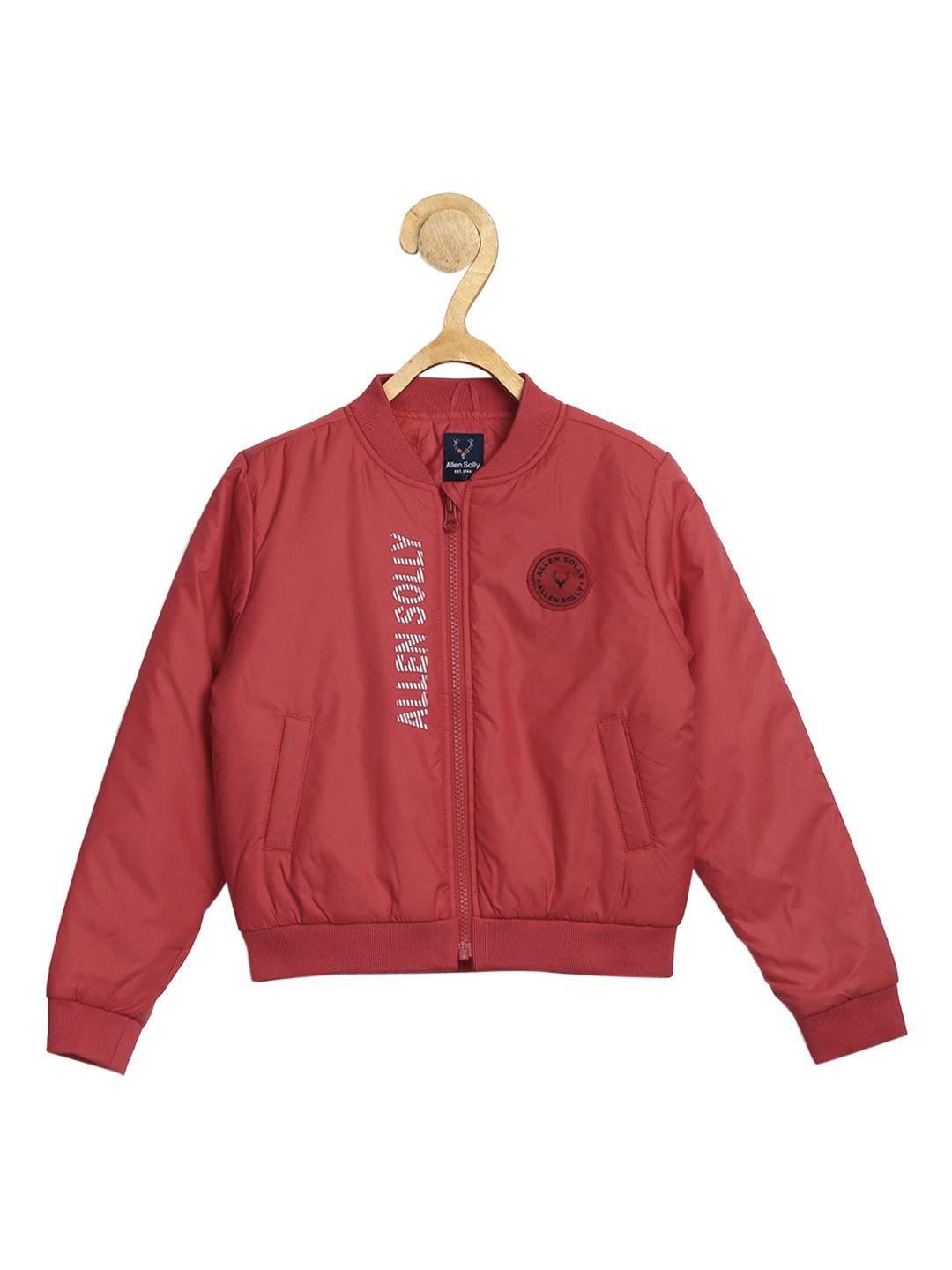 allen solly junior boys red bomber with patchwork jacket