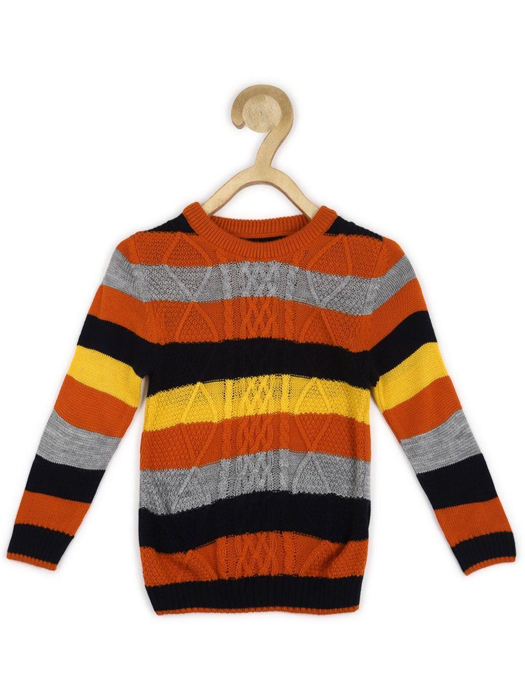 allen solly junior boys striped round neck long sleeve acrylic pullover sweater
