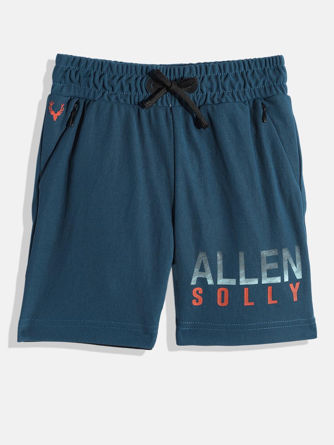 allen solly junior boys teal blue typography printed shorts