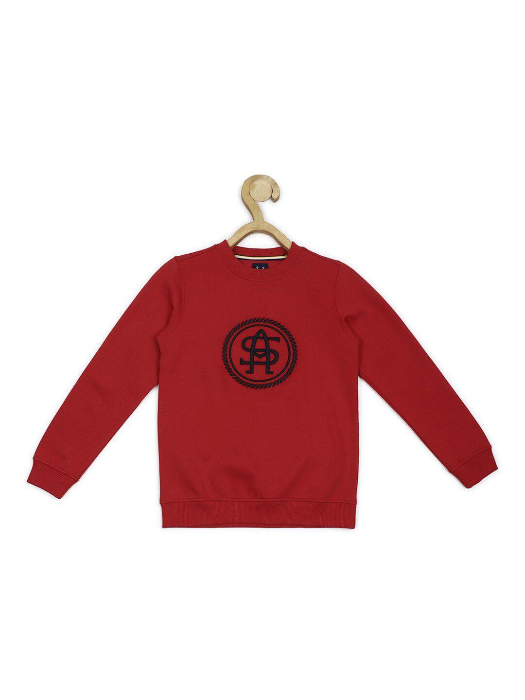 allen solly junior boys typography embroidered cotton  pullover