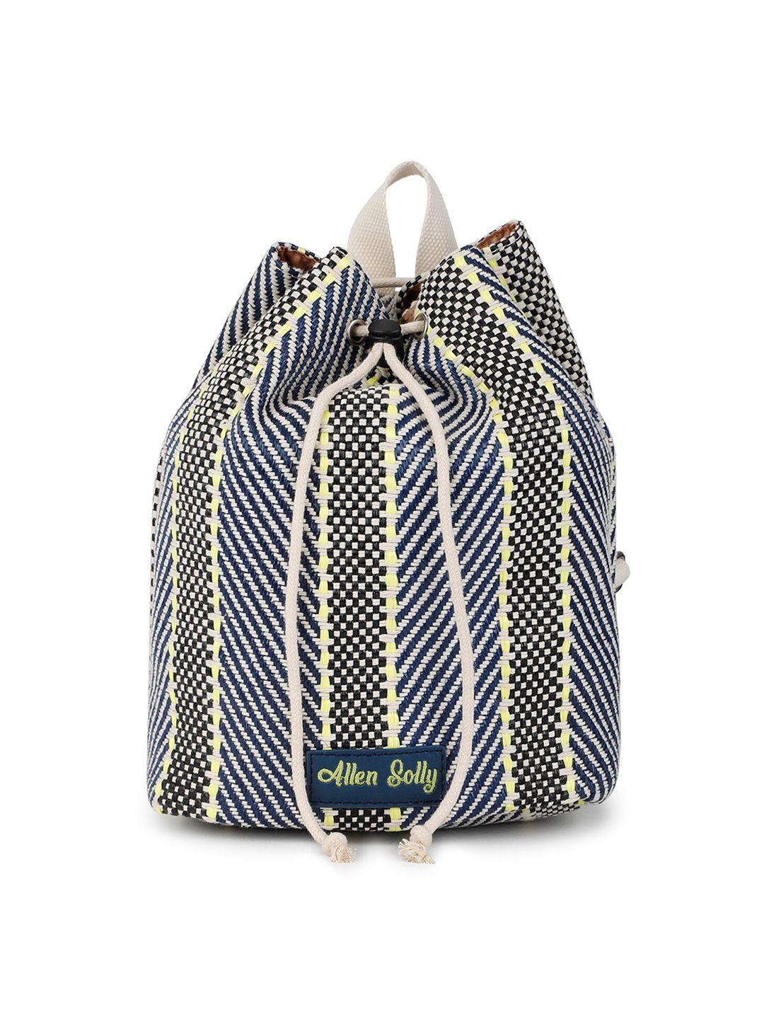 allen solly junior girls blue & black woven design backpack