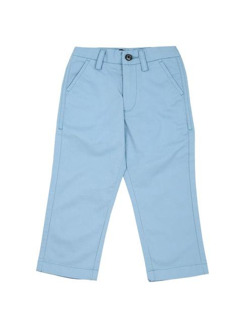 allen solly junior light blue solid trousers