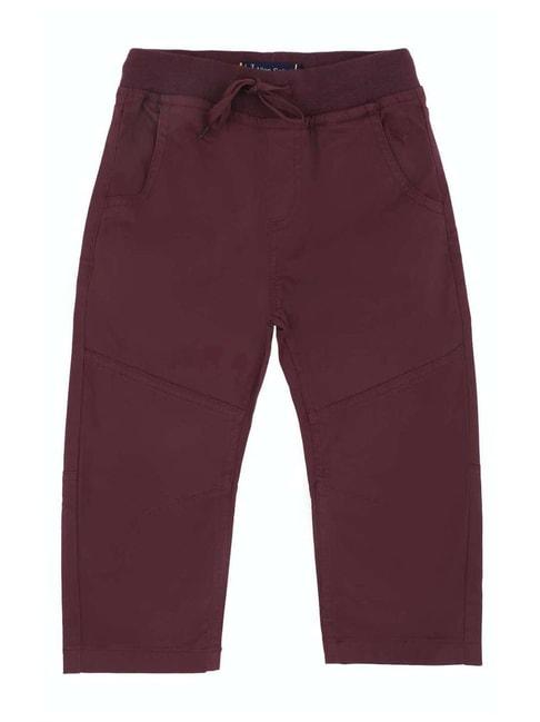allen solly junior maroon cotton regular fit trousers