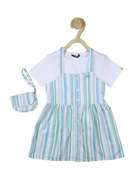 allen solly junior multicolor striped dress with t-shirt