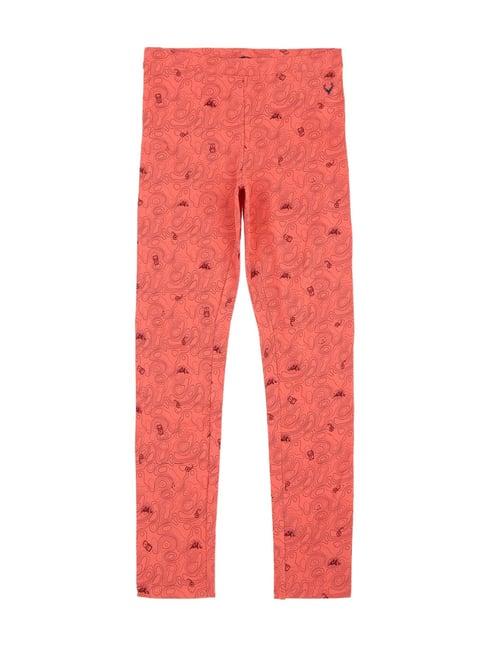 allen solly junior orange cotton printed leggings