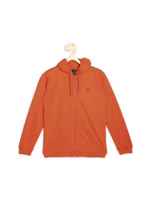 allen solly junior orange solid hoodie