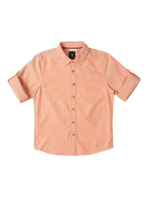 allen solly junior peach solid full sleeves shirt