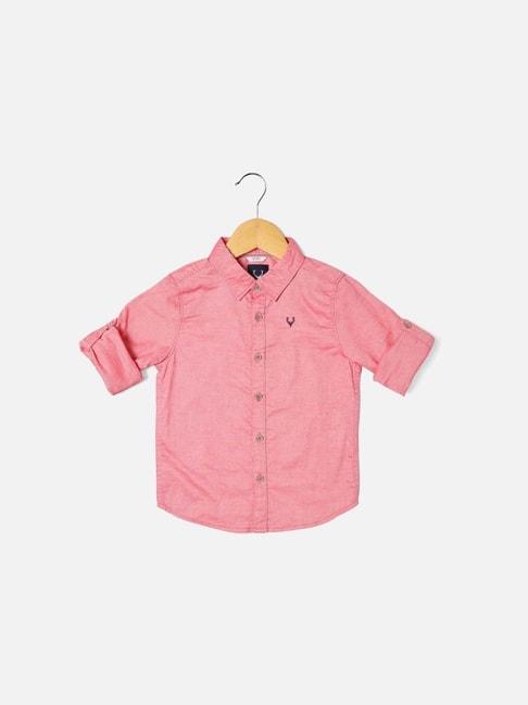 allen solly junior pink cotton logo full sleeves shirt