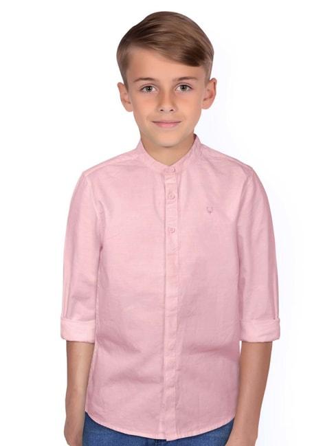 allen solly junior pink cotton logo full sleeves shirt