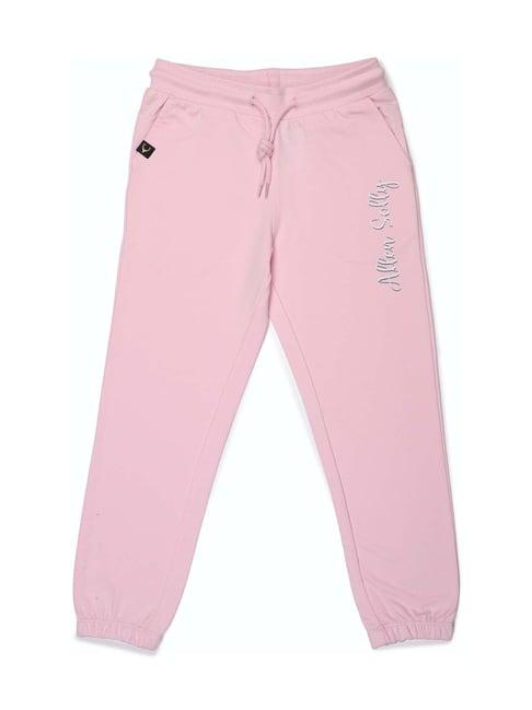 allen solly junior pink cotton logo print joggers