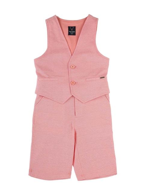 allen solly junior pink cotton waist coat & shorts
