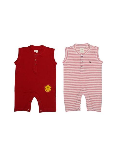 allen solly junior red and pink striped playsuit