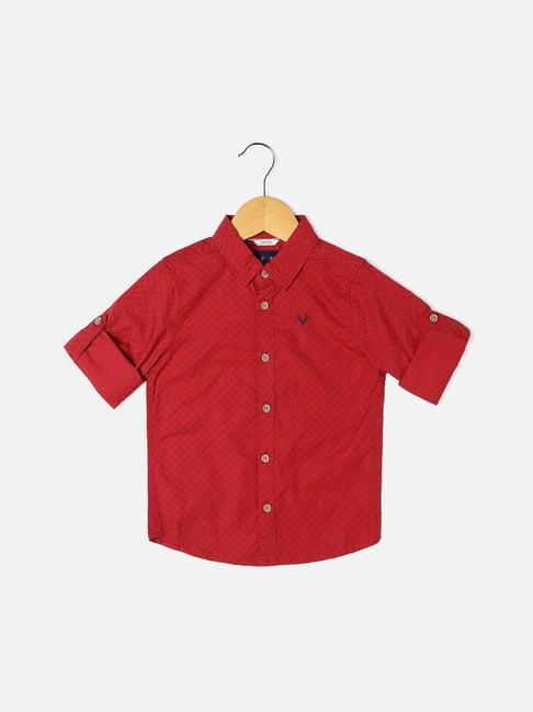 allen solly junior red printed full sleeves shirt