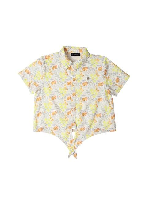 allen solly junior white floral print full sleeves shirt