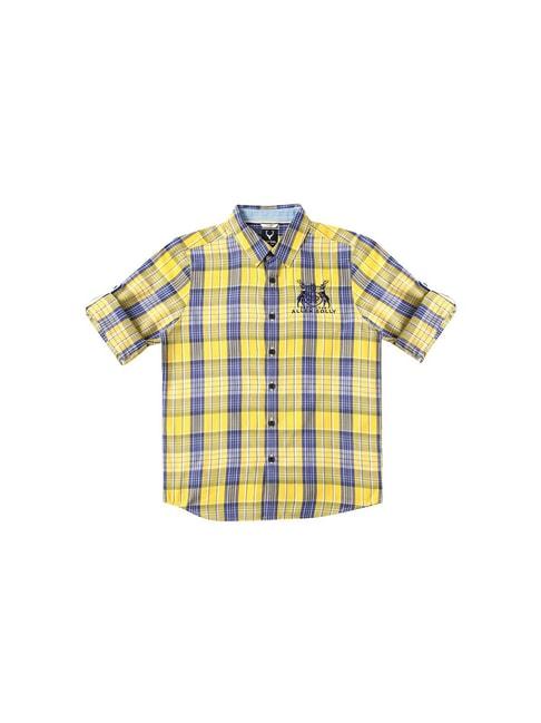 allen solly junior yellow checks full sleeves shirt