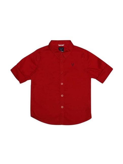allen solly kids red cotton logo shirt