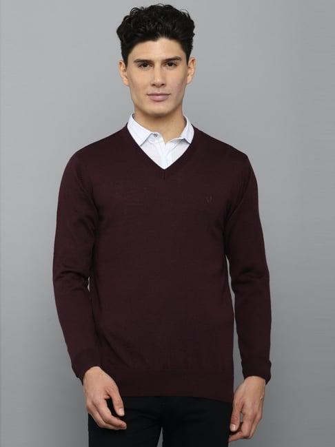 allen solly maroon regular fit sweater
