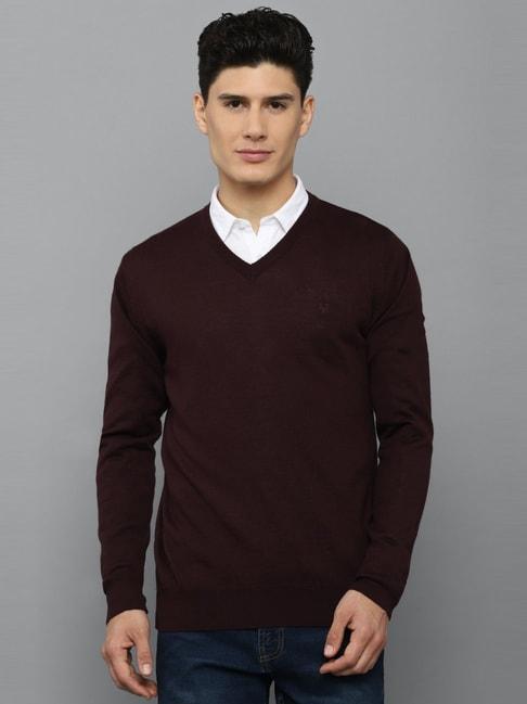 allen solly maroon regular fit sweaters