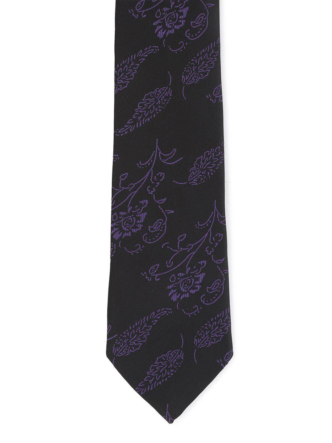 allen solly men black & purple printed broad tie