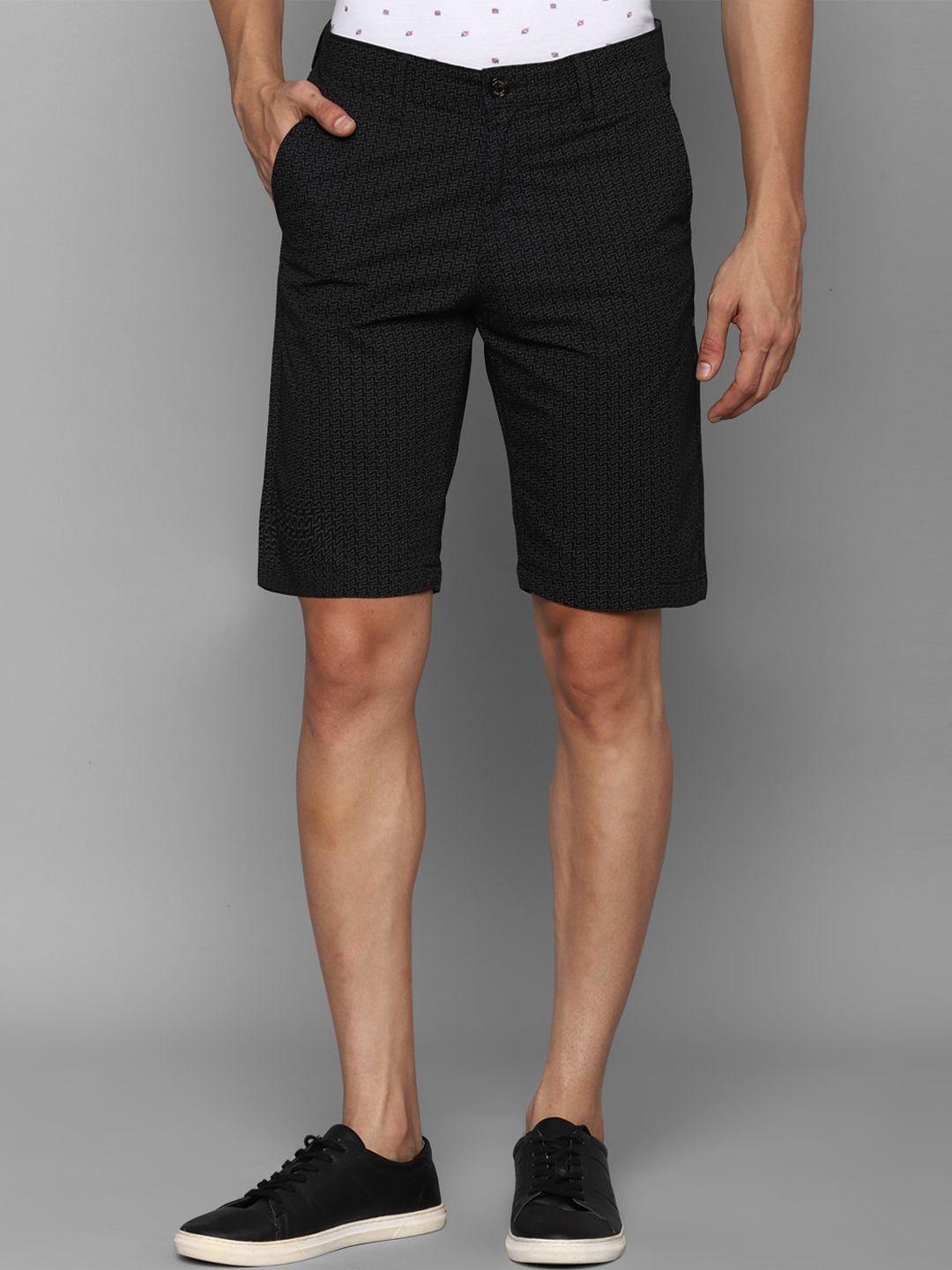 allen solly men black printed slim fit pure cotton shorts