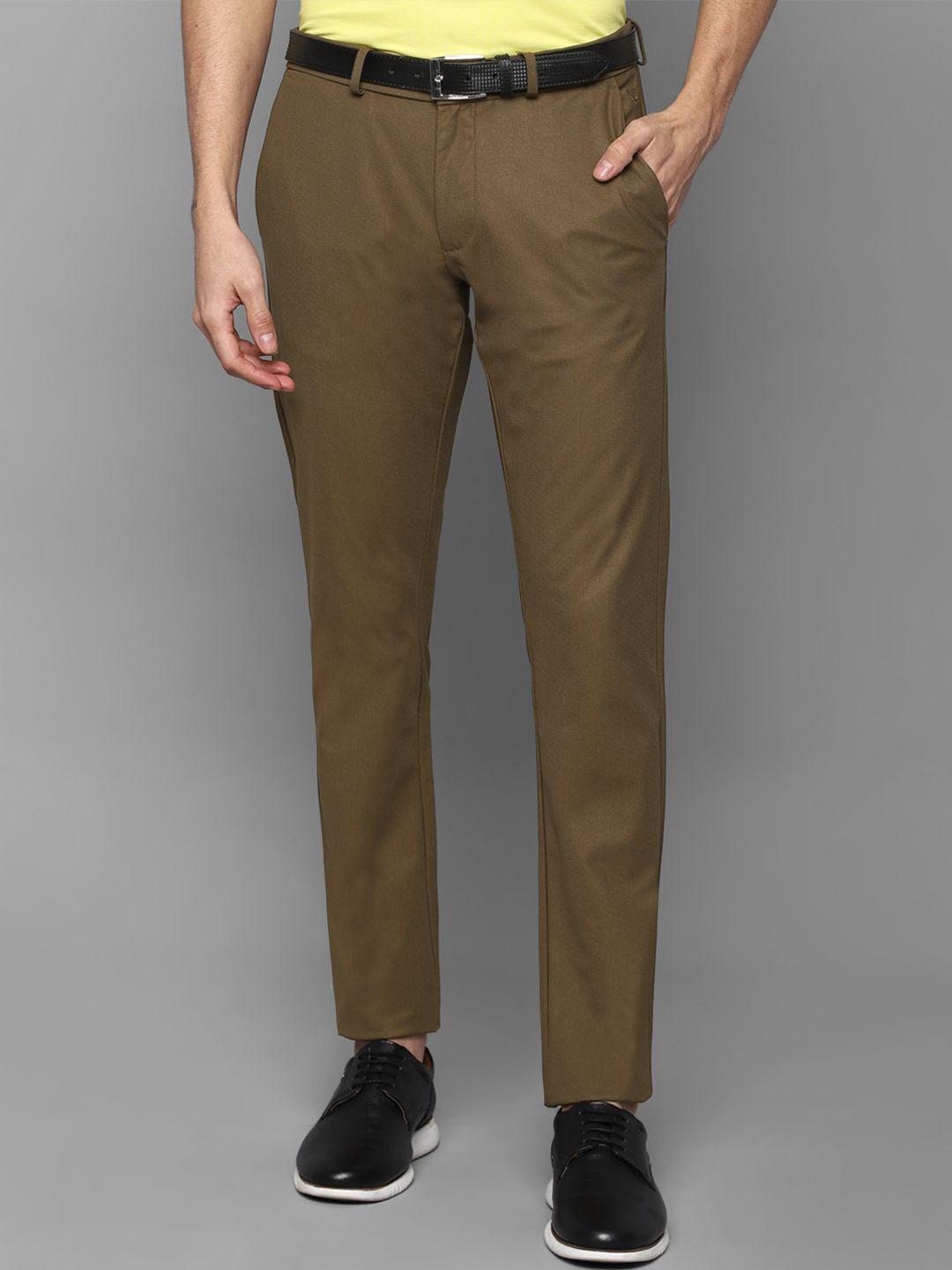 allen solly men brown textured slim fit trousers