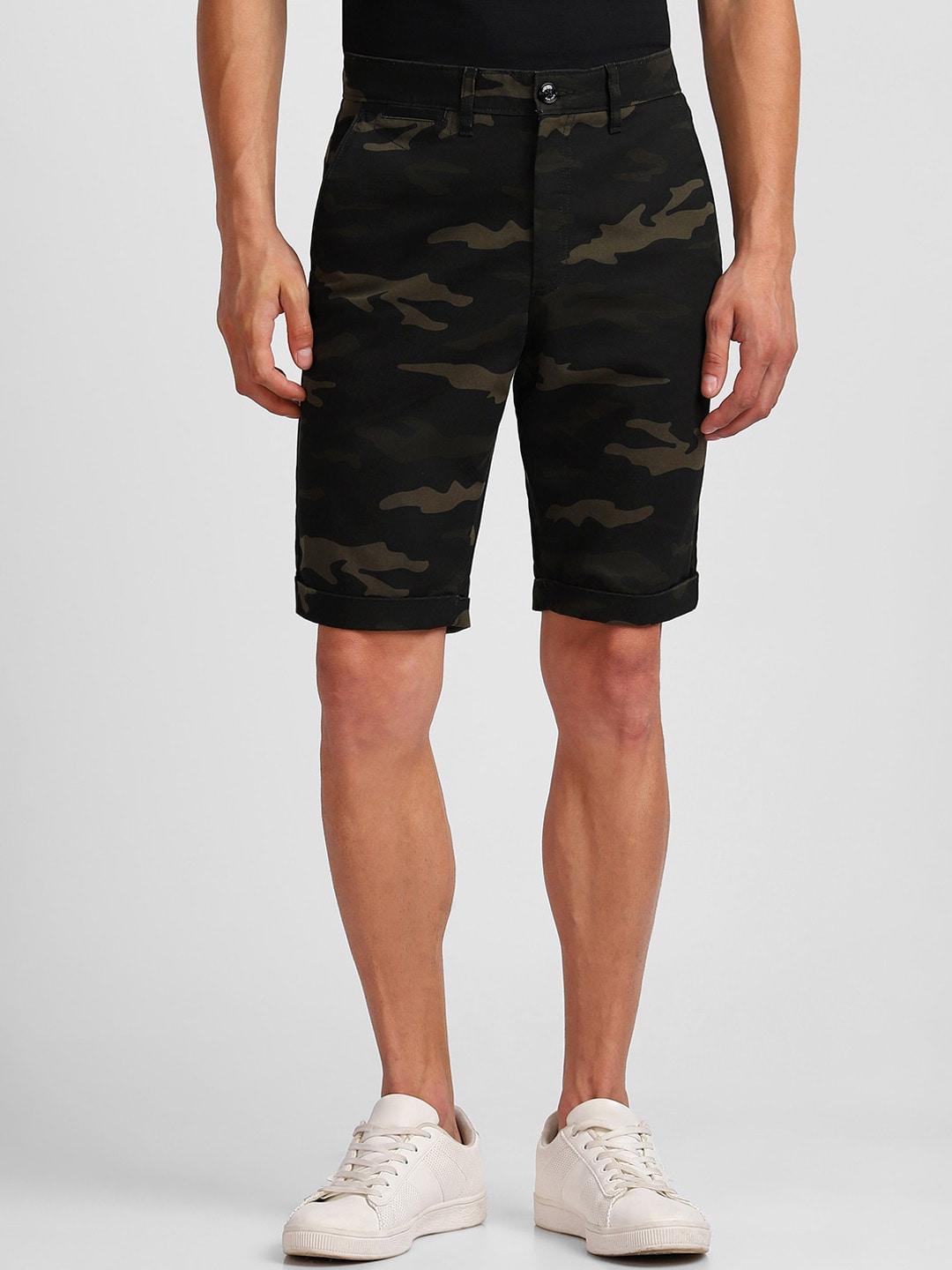 allen solly men camouflage printed cotton slim fit shorts