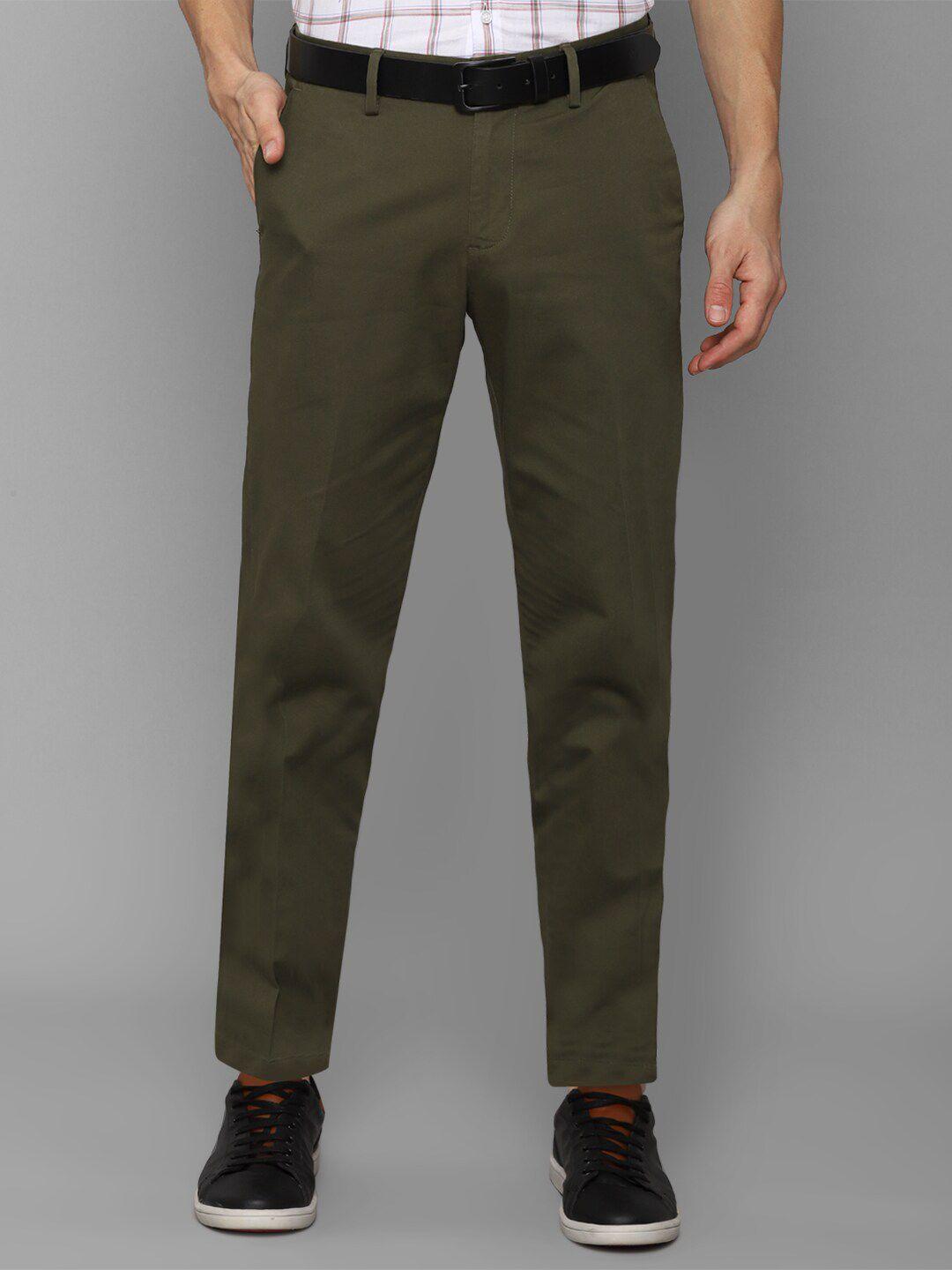 allen solly men olive green slim fit casual trousers