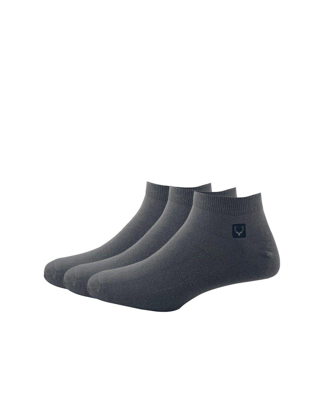 allen solly men pack of 3 grey solid ankle-length socks