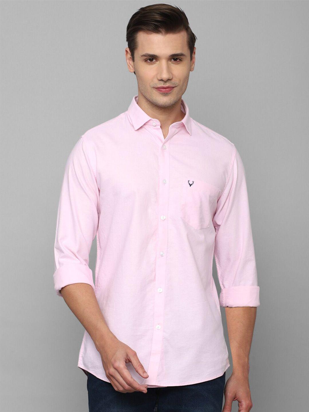 allen solly men pink slim fit casual pure cotton shirt