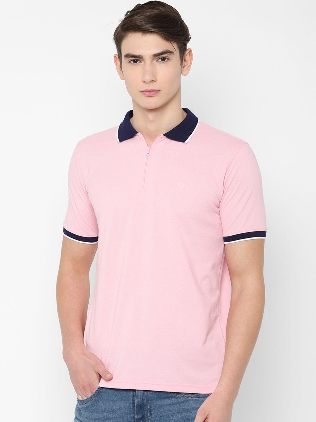 allen solly men pink solid polo collar t-shirt