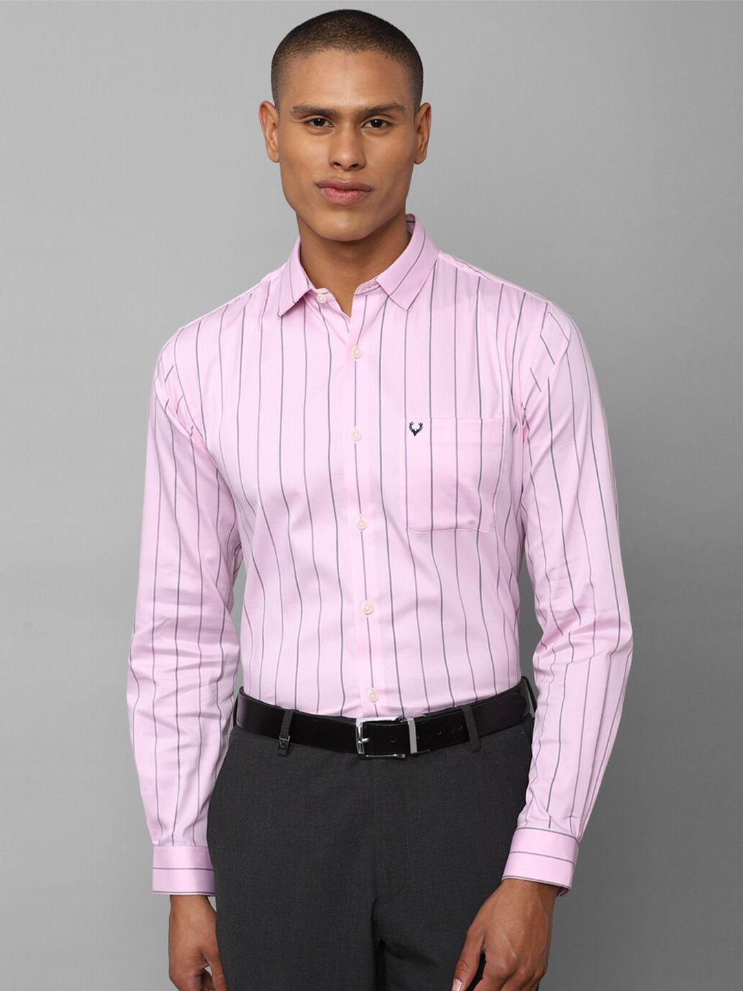 allen solly men purple slim fit striped cotton formal shirt
