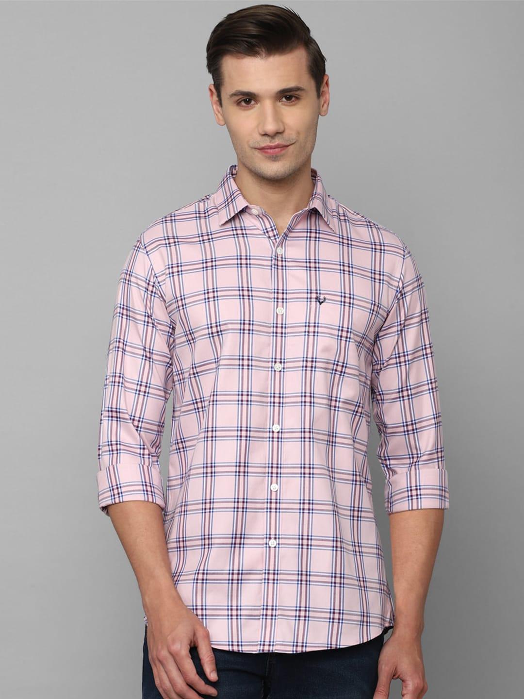 allen solly men slim fit checked casual cotton shirt