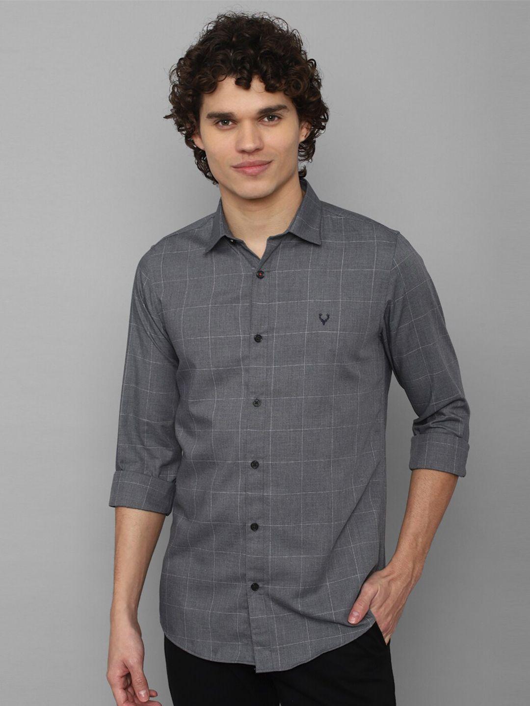 allen solly men slim fit windowpane checked casual shirt