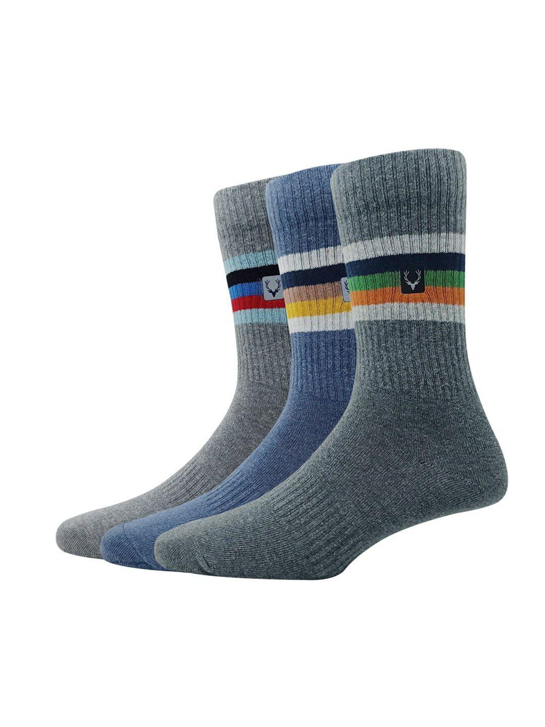 allen solly men striped pack of 3 full-length cotton socks