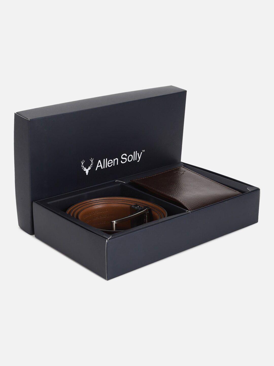 allen solly men textured leather accessory gift set