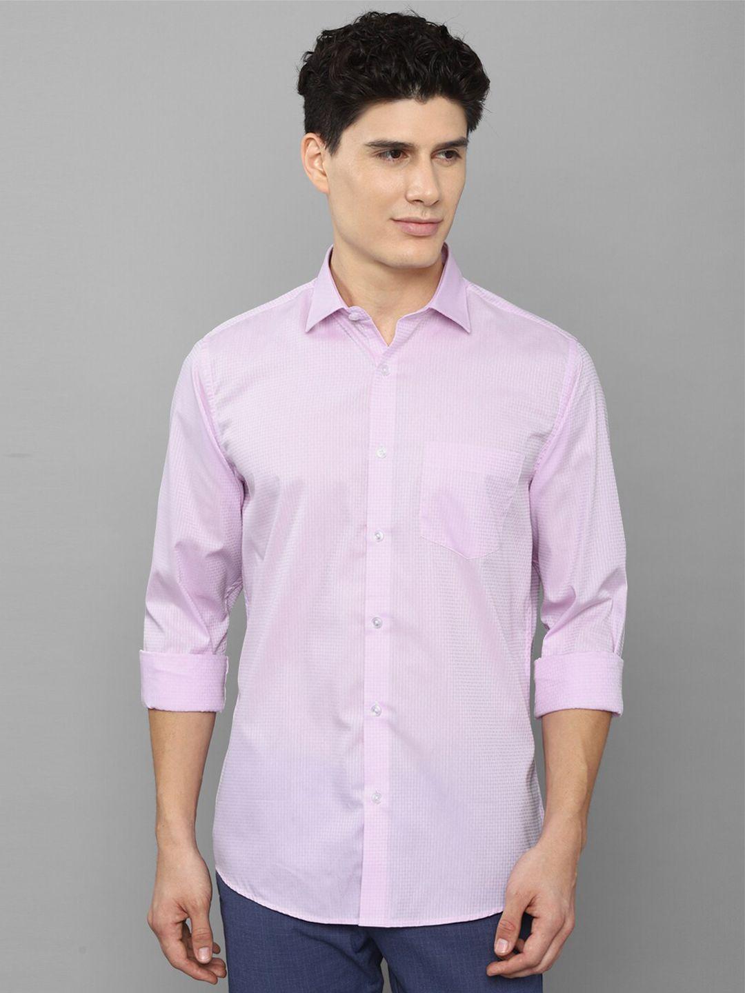 allen solly men violet cotton standard slim fit micro checks formal shirt