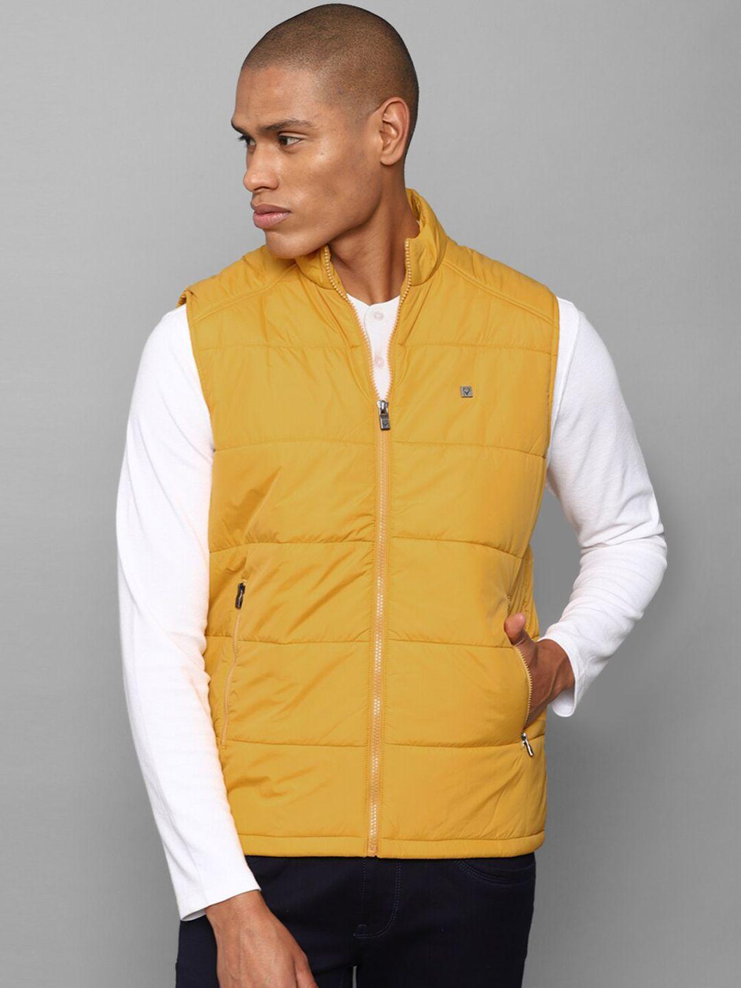 allen solly men yellow solid  pure cotton padded jacket