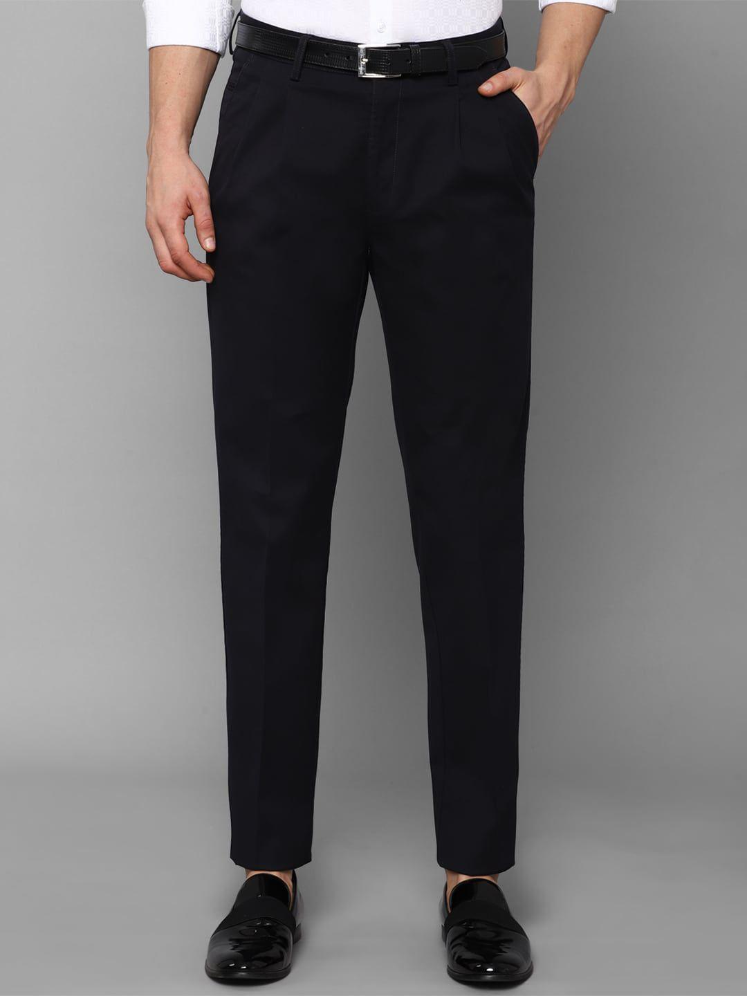 allen solly mid-rise solid regular fit formal trouser