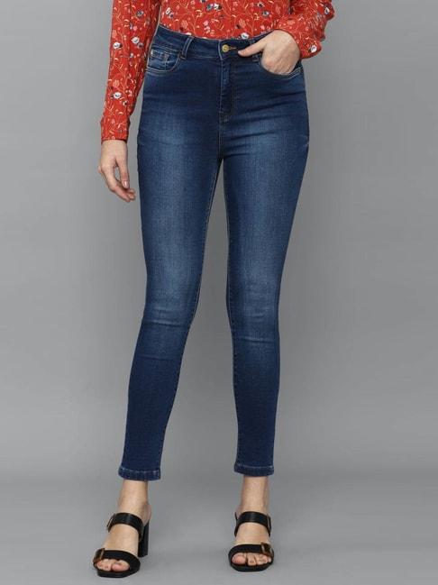 allen solly navy cotton mid rise jeans