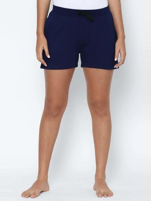 allen solly navy cotton mid rise shorts
