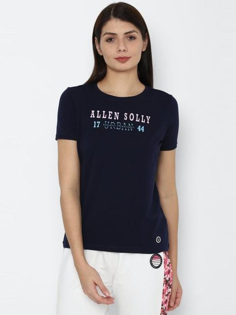 allen solly navy cotton printed t-shirt