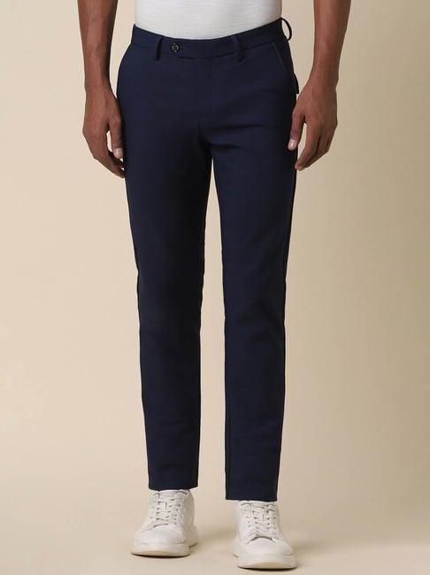 allen solly navy slim fit trousers