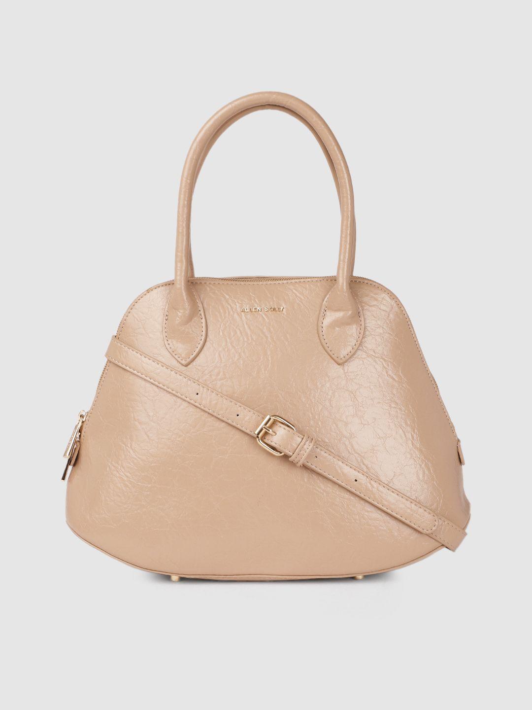 allen solly nude-coloured textured pu structured handheld bag