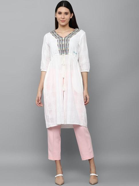 allen solly off white embroidered tunic