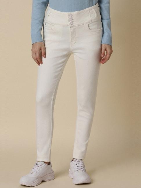 allen solly off-white cotton mid rise jeans