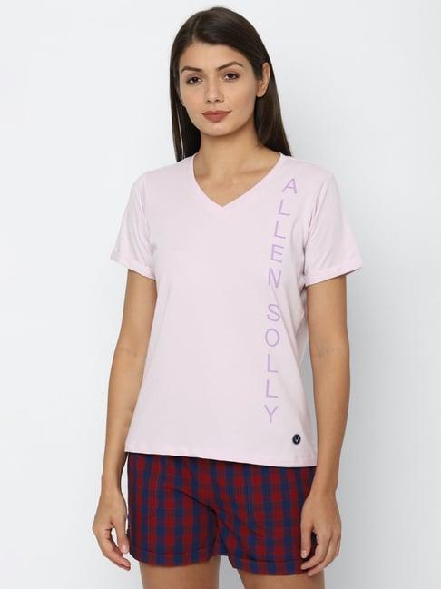 allen solly pink cotton printed t-shirt