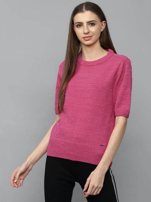 allen solly pink self design sweater